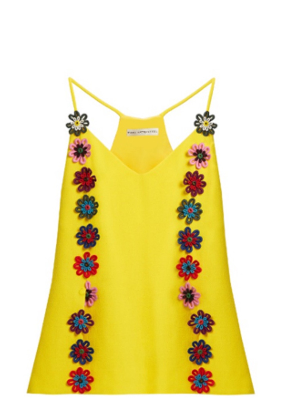 MARY KATRANTZOU Yellow Floral-Appliqué Spaghetti Strap Camisole